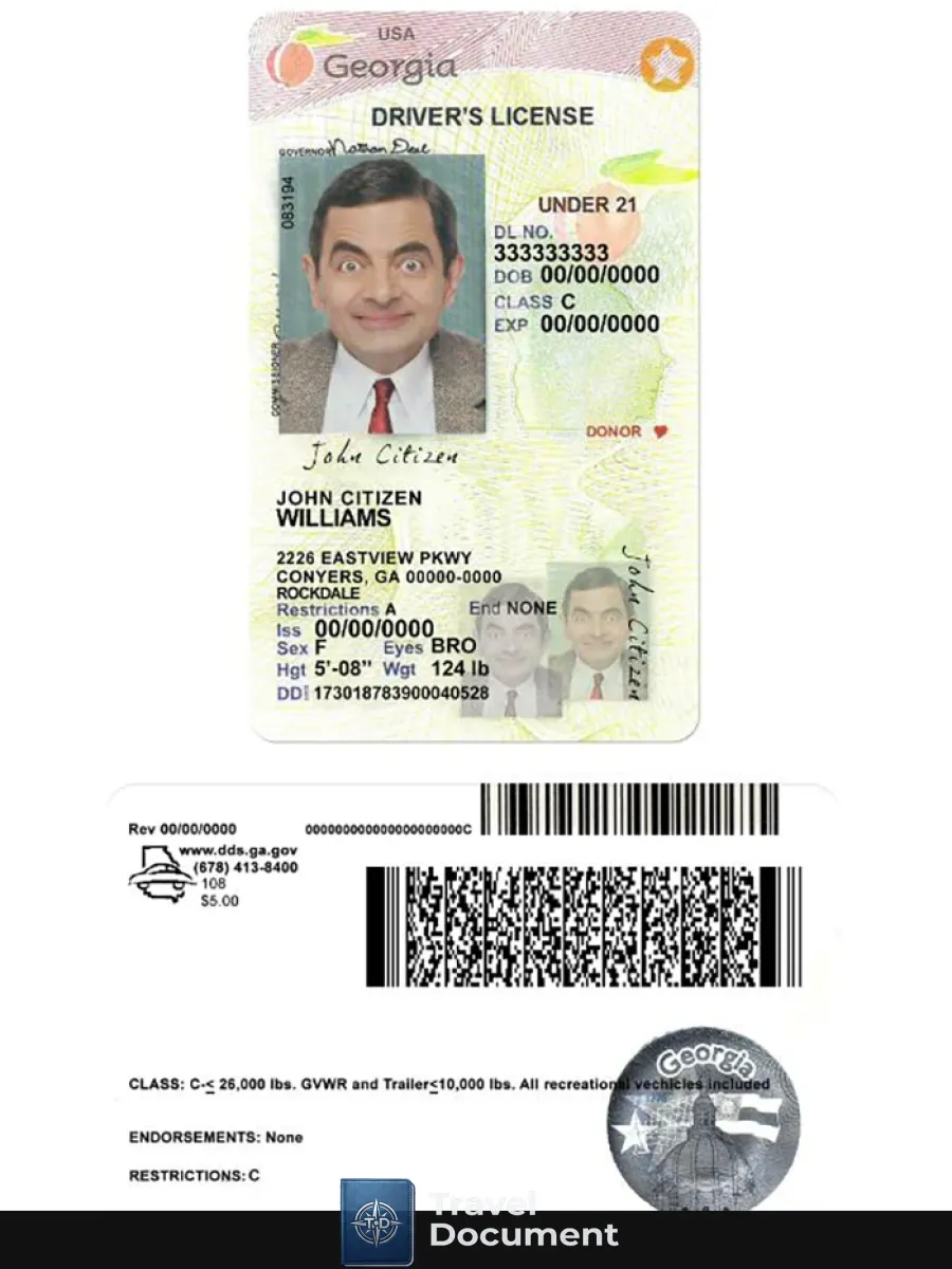 Usa Georgia Driving License Under 21 2017 2019 — Driver License