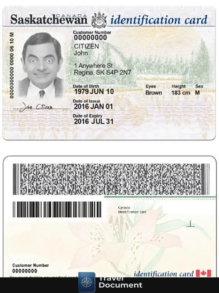 Canada Saskatchewan Id — ID Cards