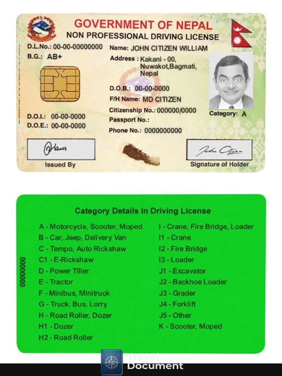 Nepal Smart Driver License — Driver License