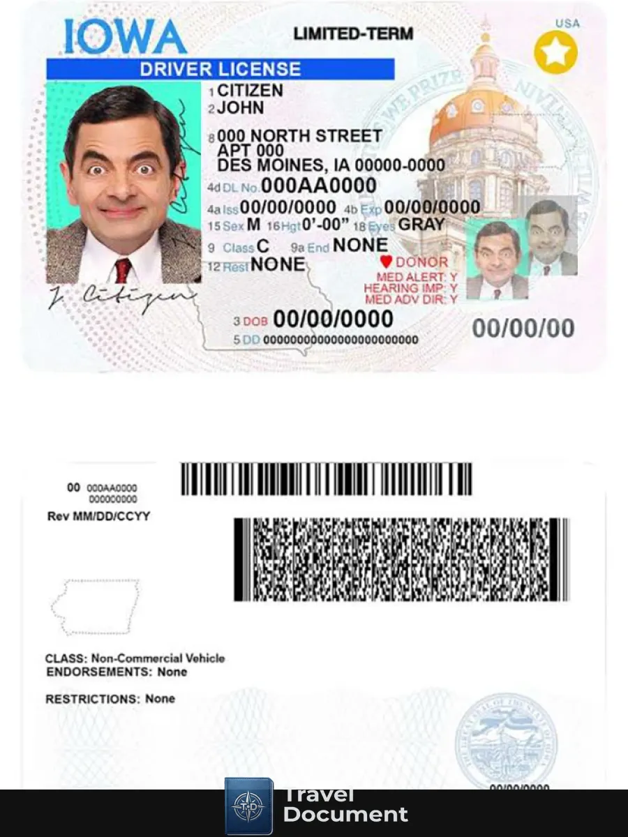 Usa Iowa Driving License — Driver License