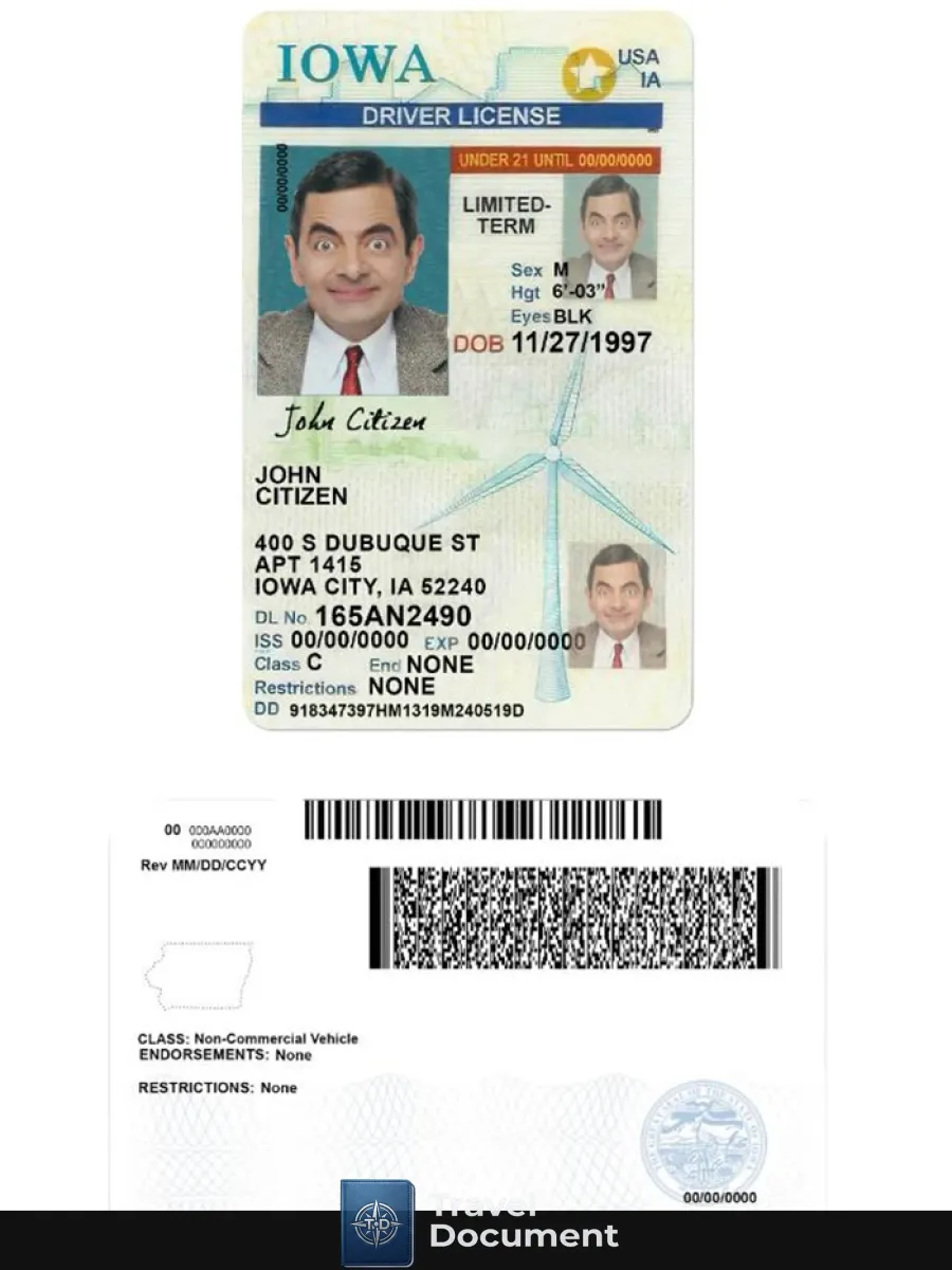 Usa Iowa Driving License Under 21 — Driver License