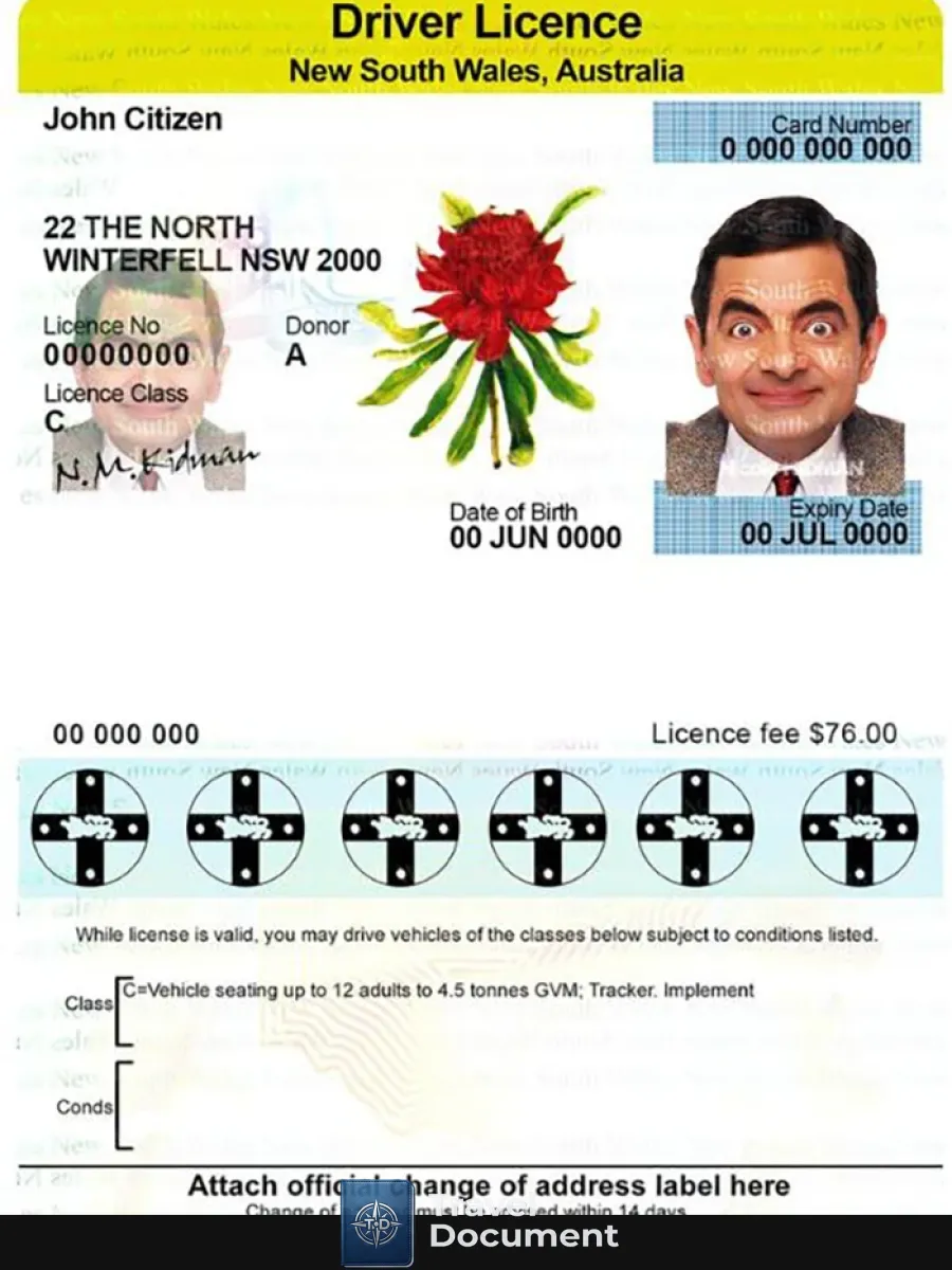 Australia New South Wales Driver License — Driver License