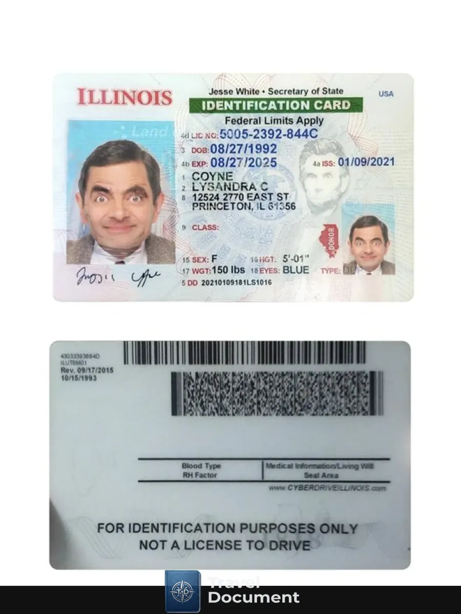 Usa Illinois Id Card — ID Cards