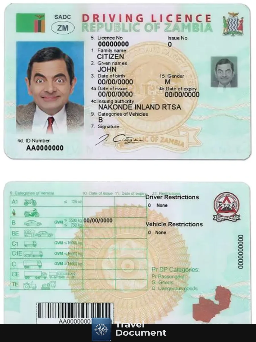 Zambia Driving License — Driver License