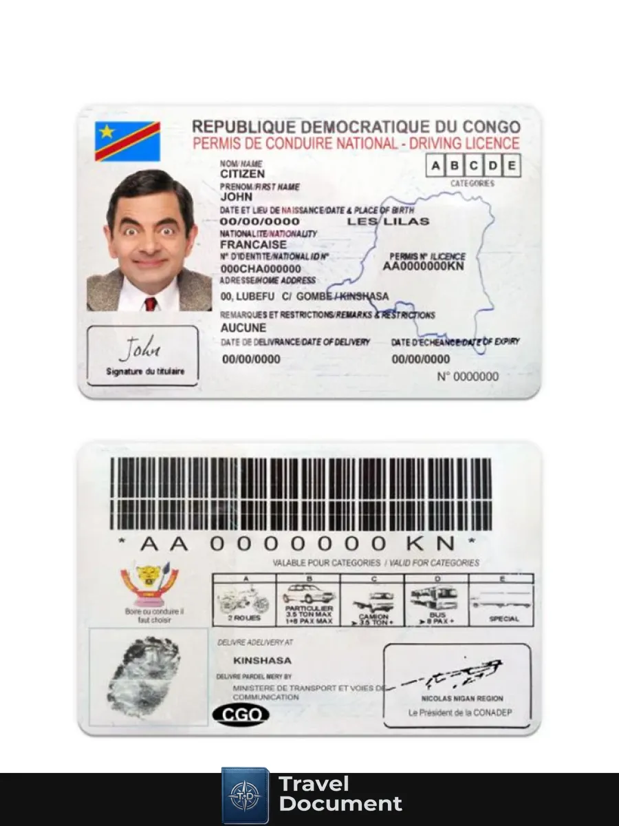 Congo National Driving License — Driver License