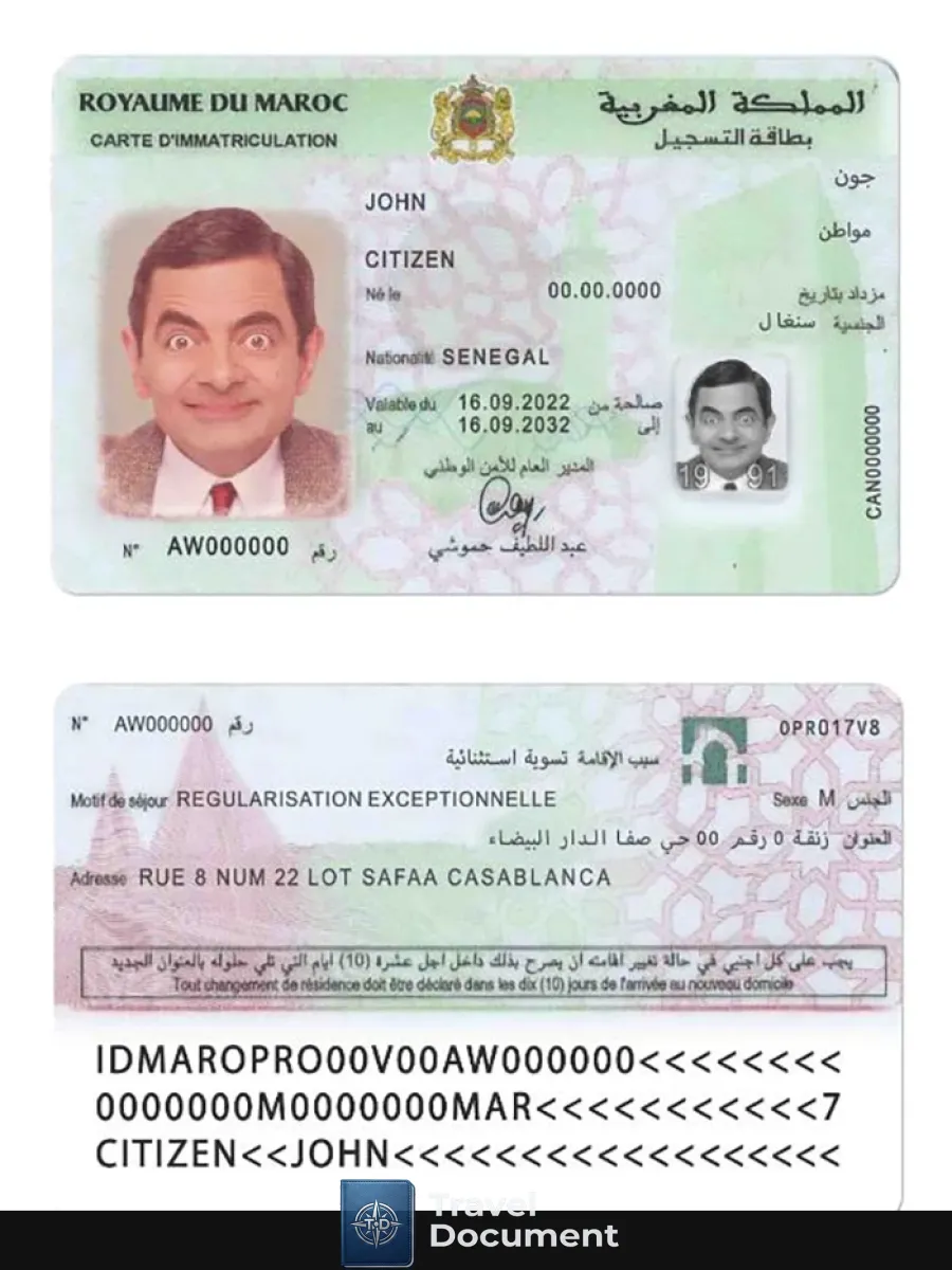 Morocco Registration Card — ID Cards