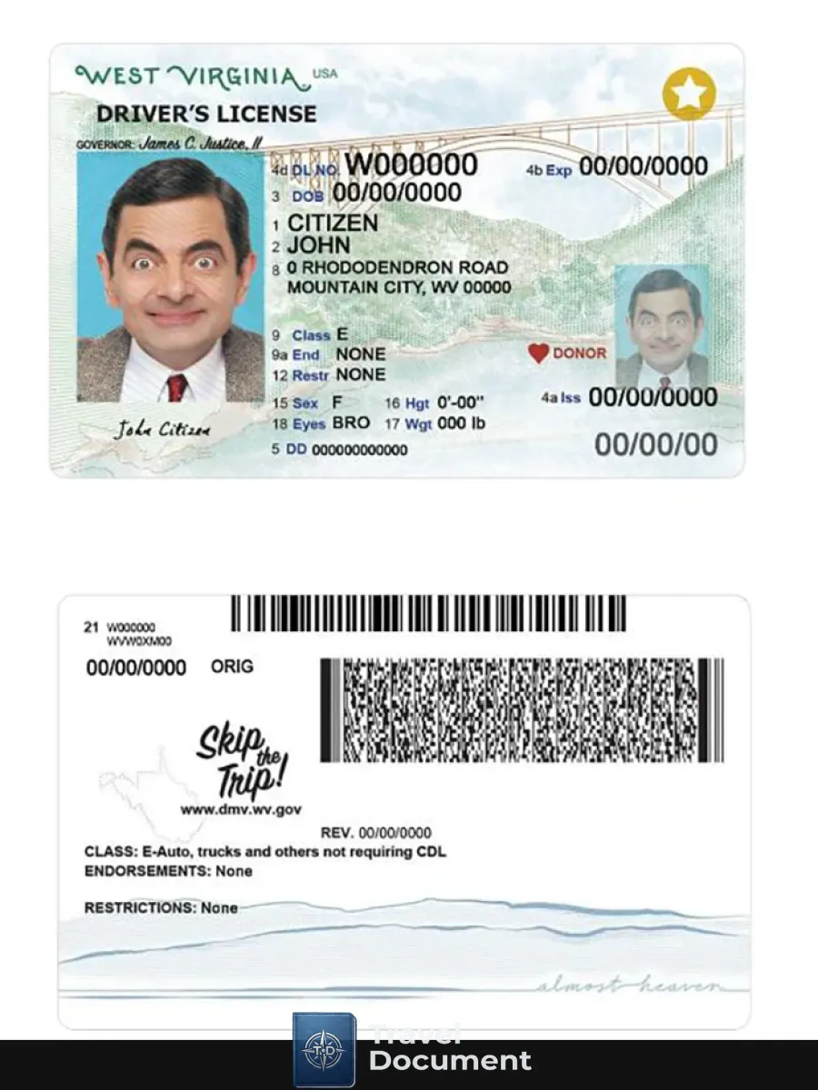 Usa West Virginia Driving 2023 Present License — Driver License