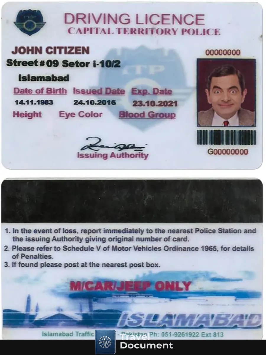 Pakistan Islamabad Driving License Version 2 — Driver License
