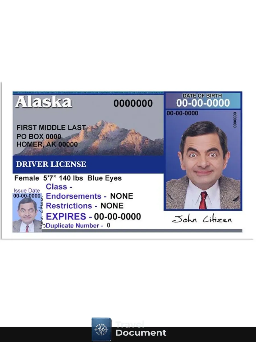 Usa Alaska Driving License Version 2 Front — Driver License