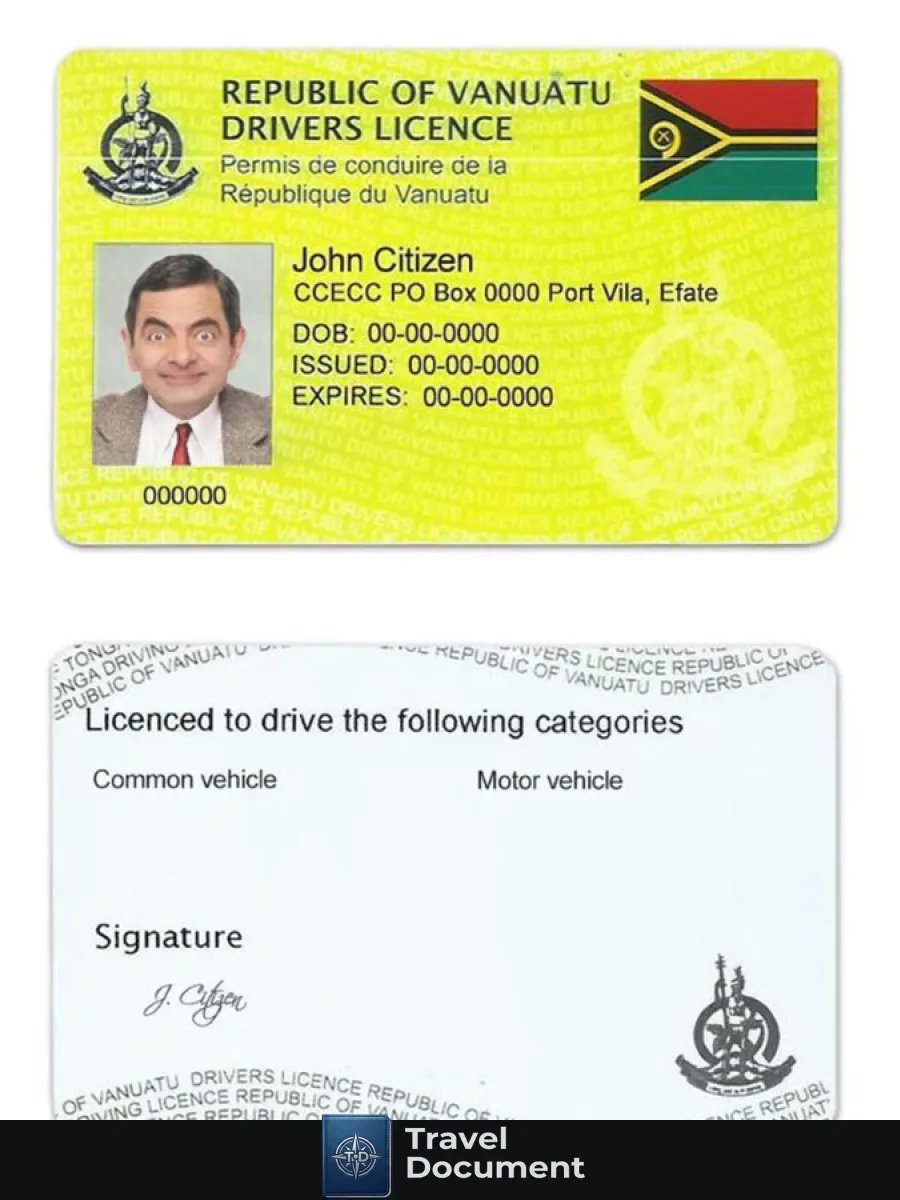 Vanuatu Driving License — Driver License