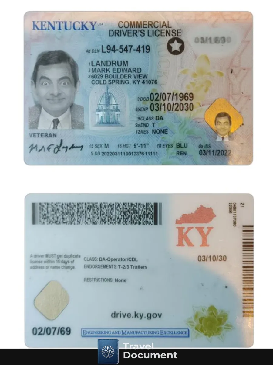 Usa Kentucky Driving License 2022 Present — Driver License