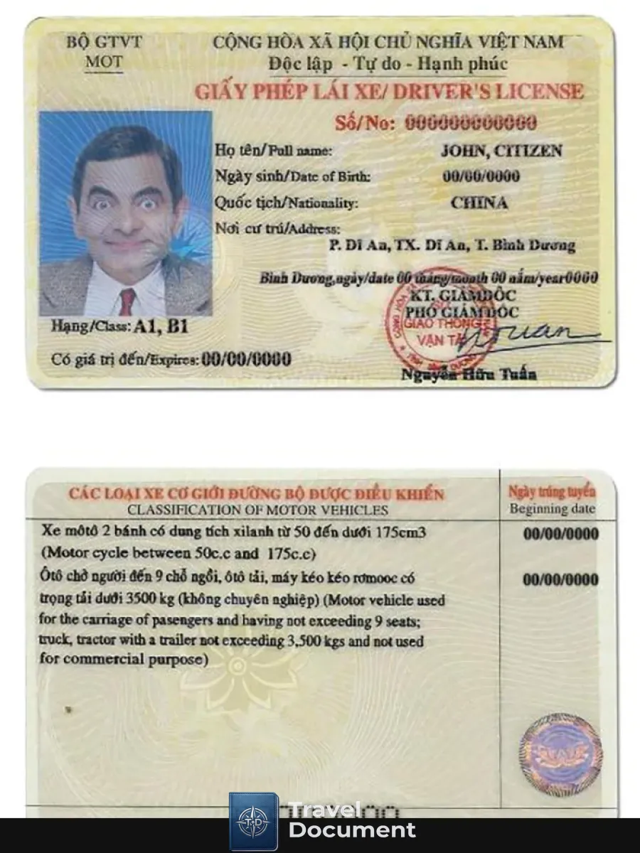 Vietnam Driving License — Driver License