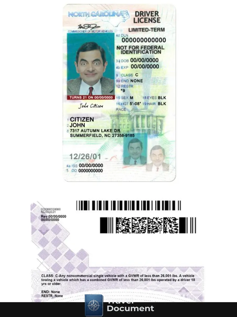 Usa North Carolina Driving License Under 21 — Driver License