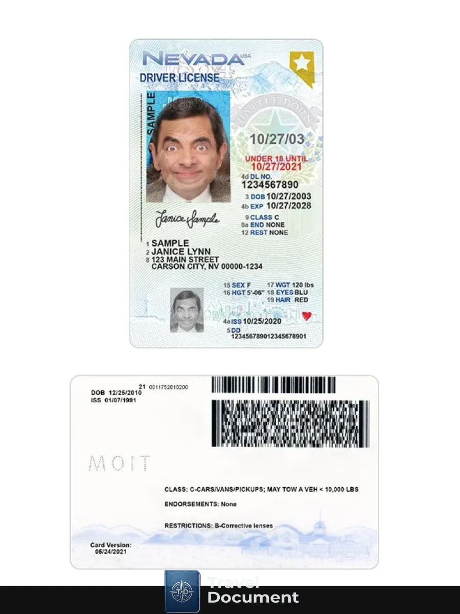 Usa Nevada Under 21 Driving License — Driver License
