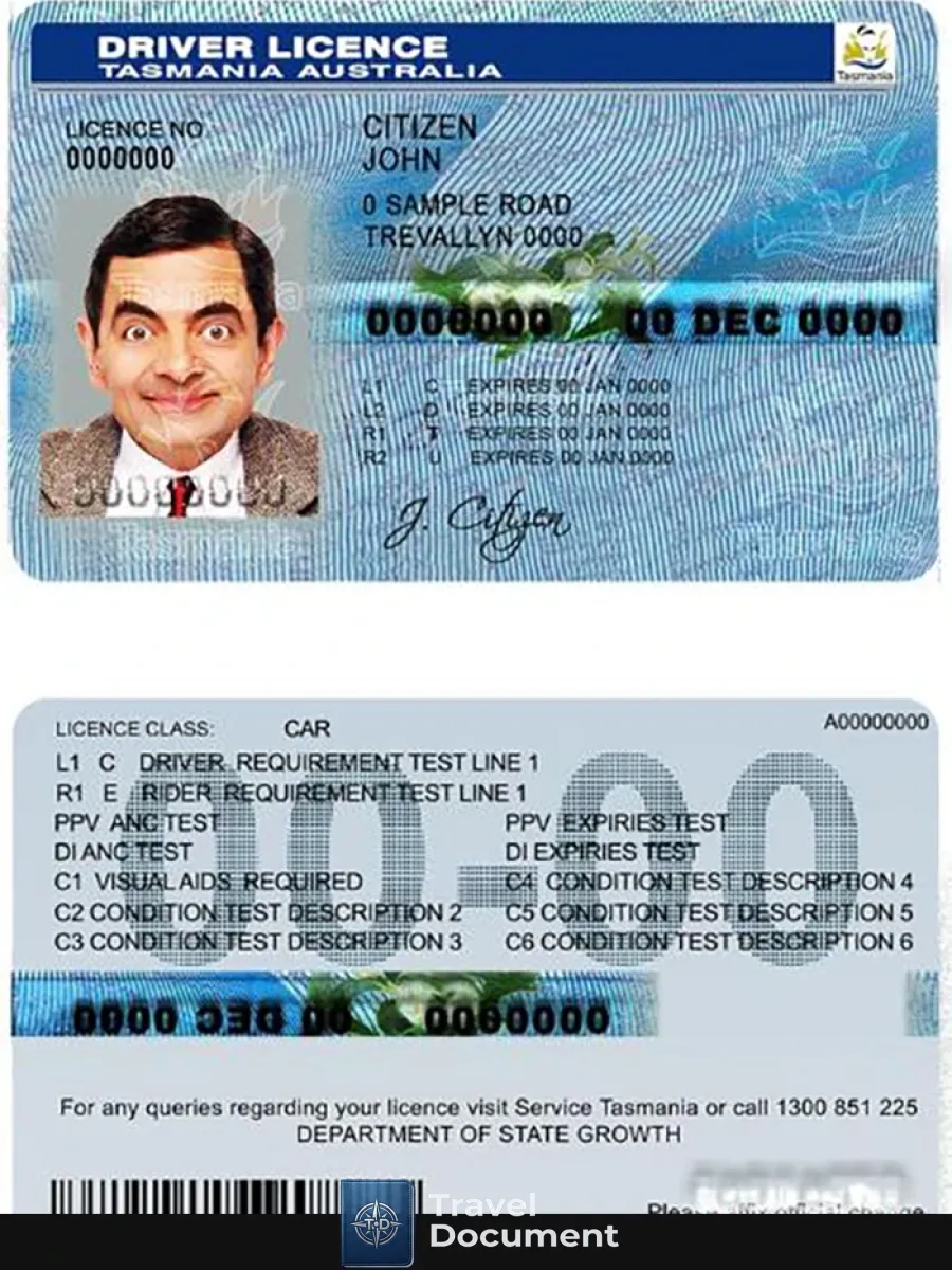Australia Tasmania Driver License — Driver License