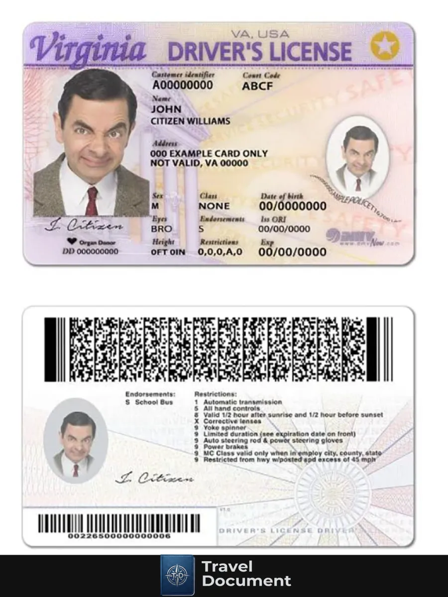 Usa Virginia Driving License — Driver License