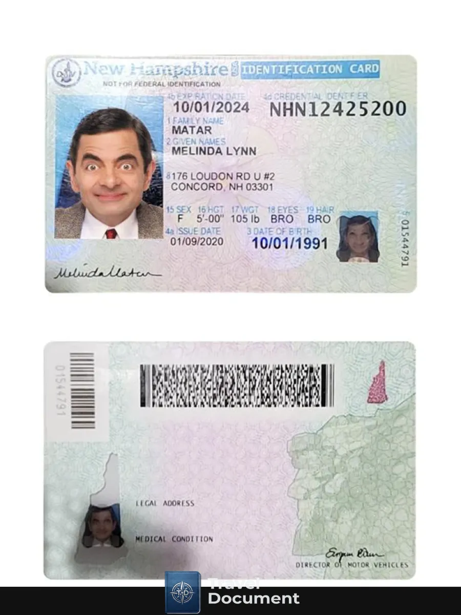 Usa New Hampshire Id Card — ID Cards