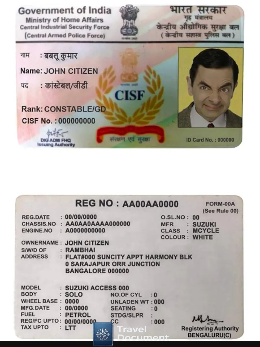 India Cisf Driver License — Driver License