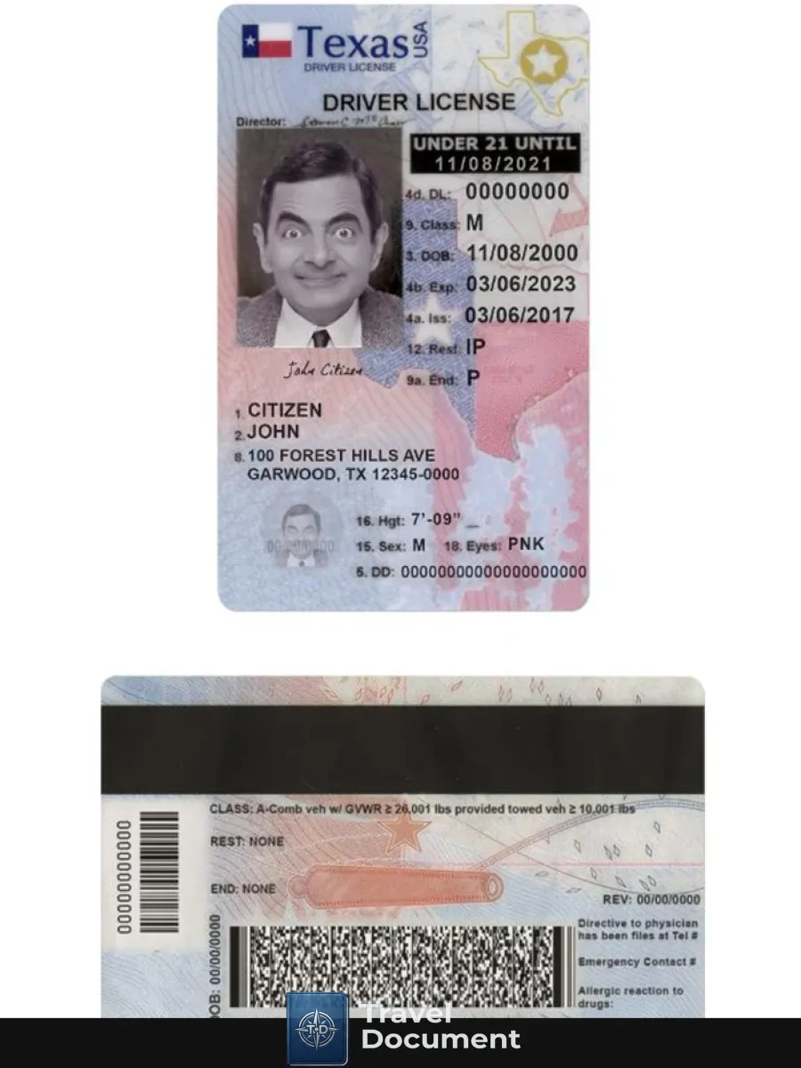 Usa Texas Driving License Under 21 — Driver License