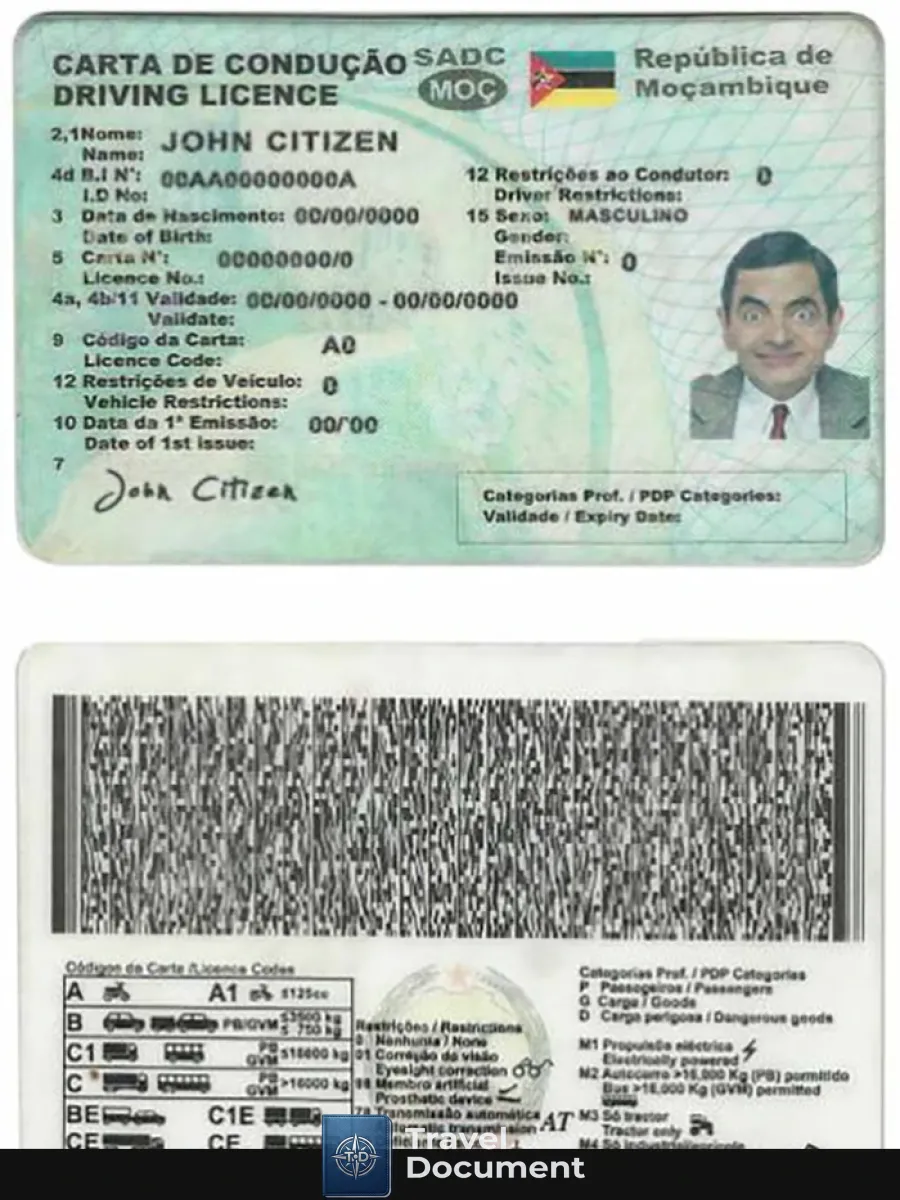 Mozambique Driving License — Driver License