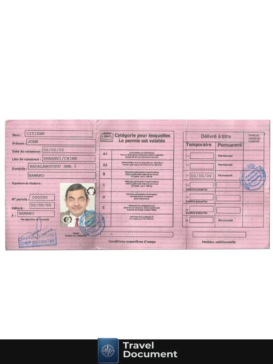 Mali Driving License — Driver License