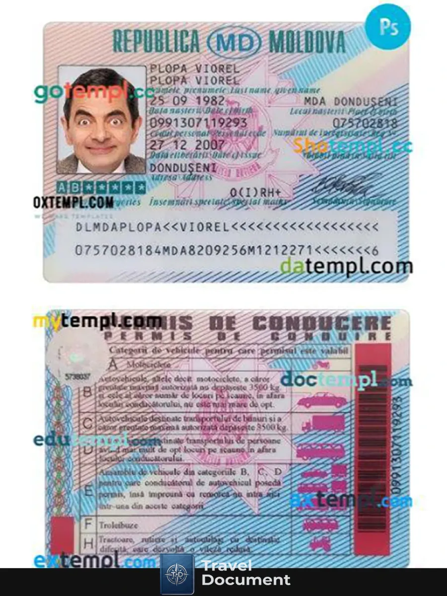 Moldova Driving License — Driver License