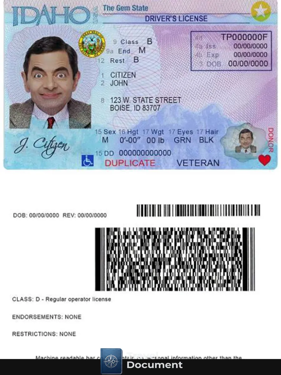 Usa Idaho Driver License — Driver License