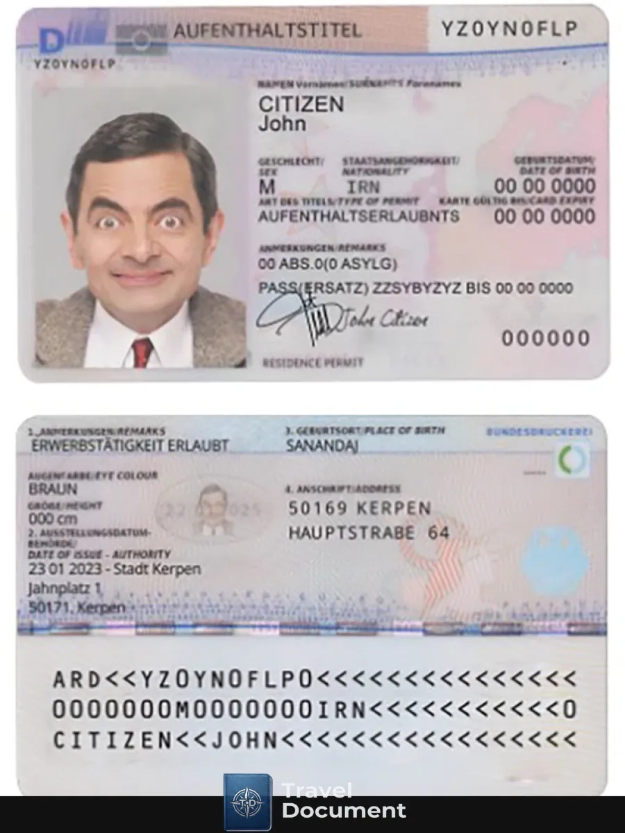 Germany Residence Permit Psd Template 2011 Present Version 2 — Residence Permit