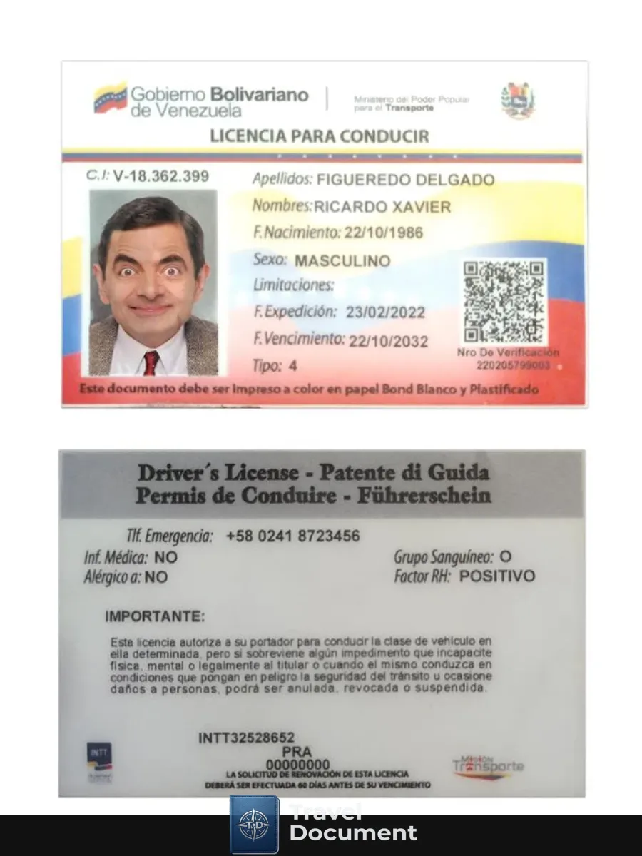 Venezuela Driving License 2022 Present — Driver License