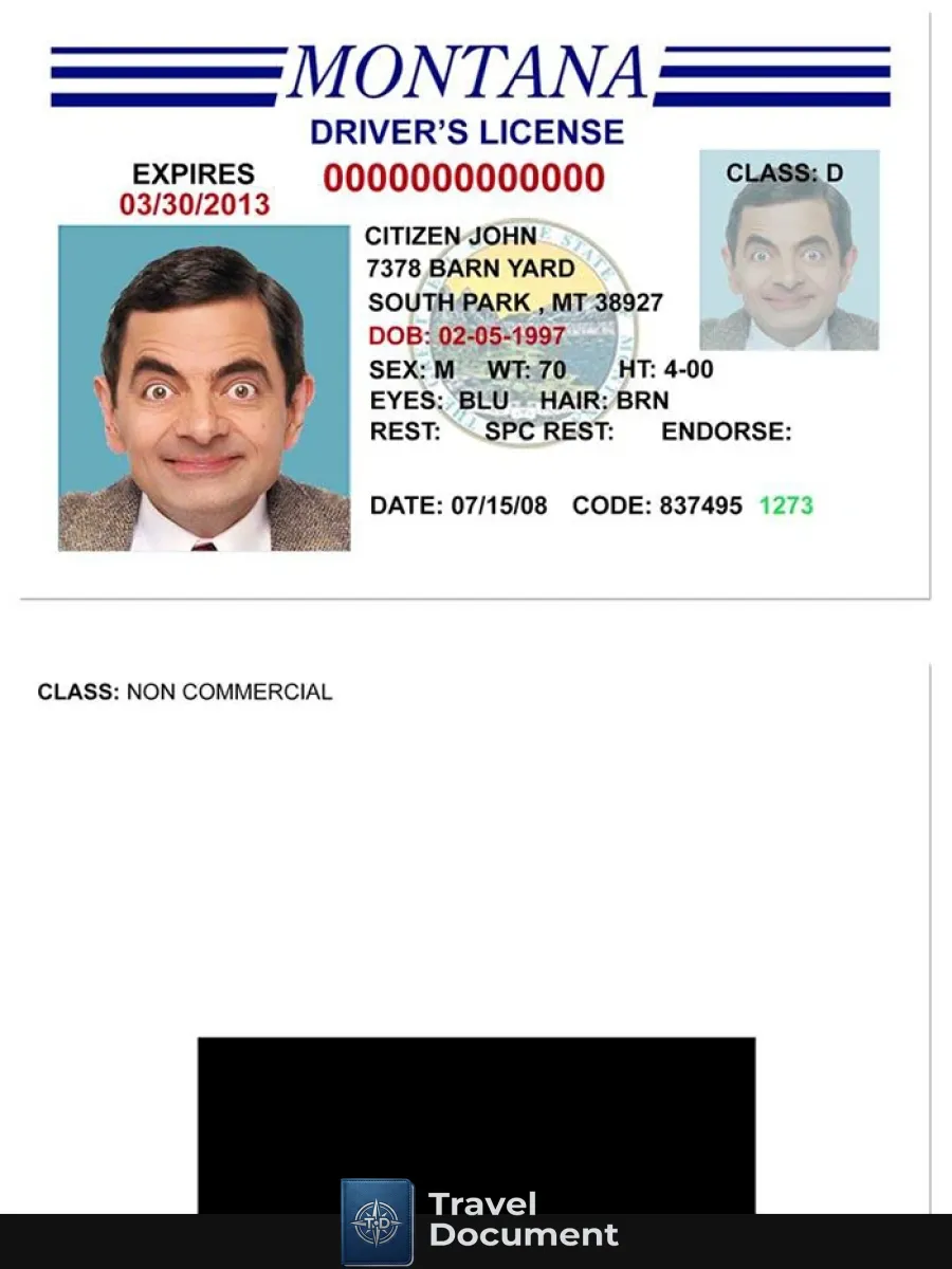 Usa Montana Driving License Version 3 — Driver License