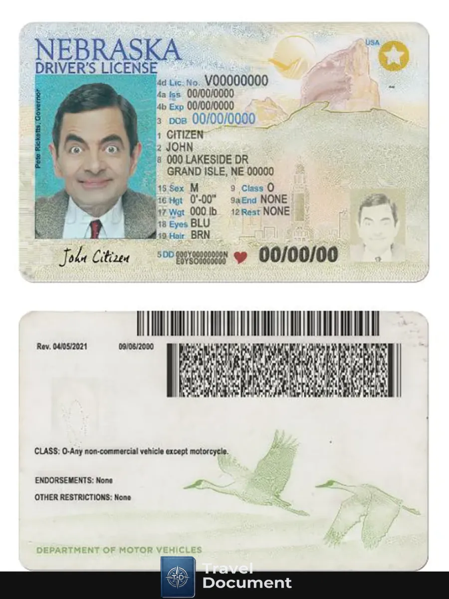 Usa Nebraska New Driving License — Driver License