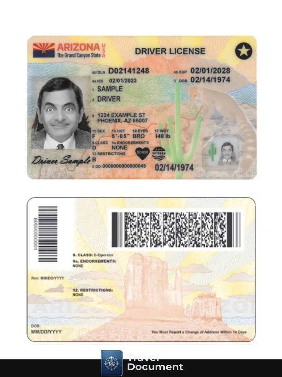 Usa Arizona Driving License 2023 Present — Driver License