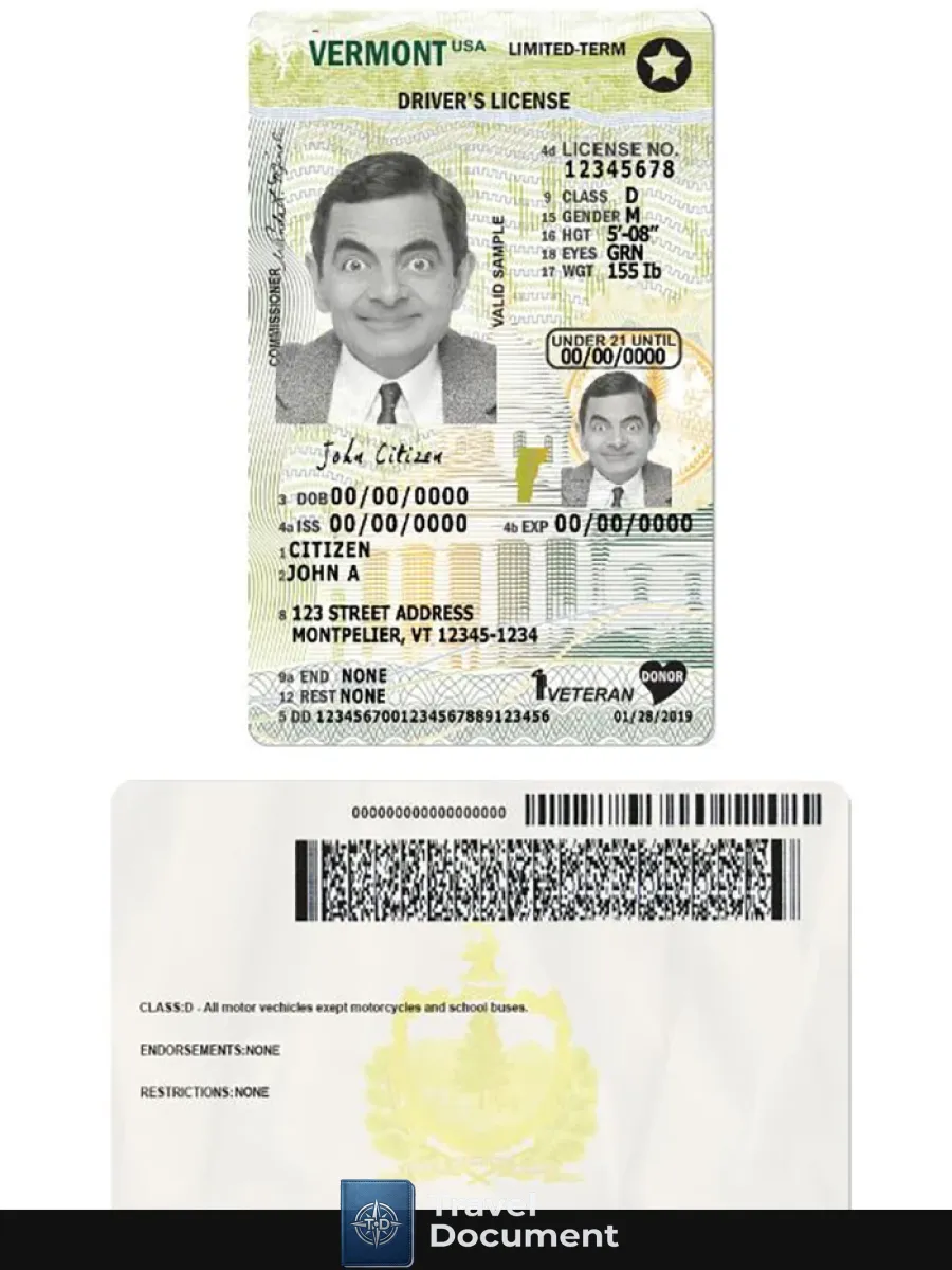 Usa Vermont Driving License Under 21 — Driver License