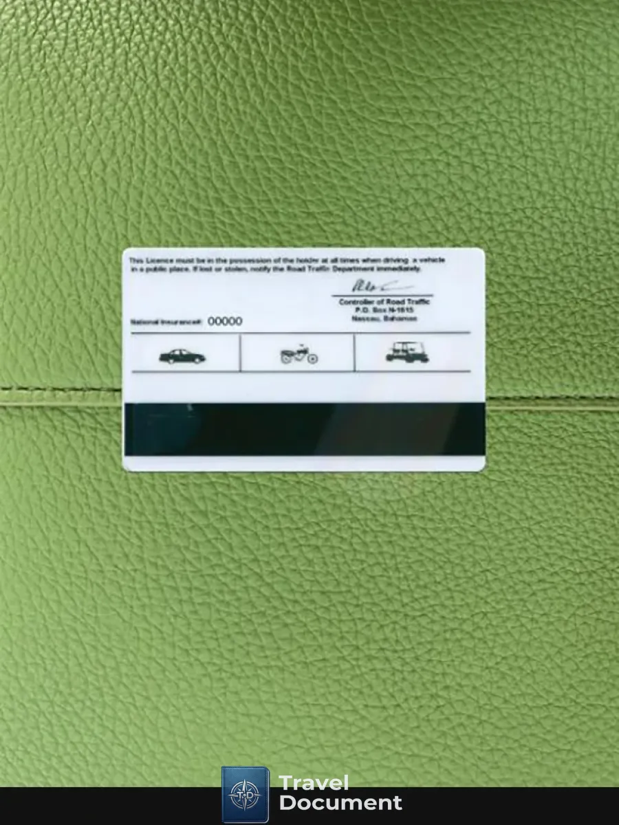 Bahamas Driving License Photolook Back — Driver License