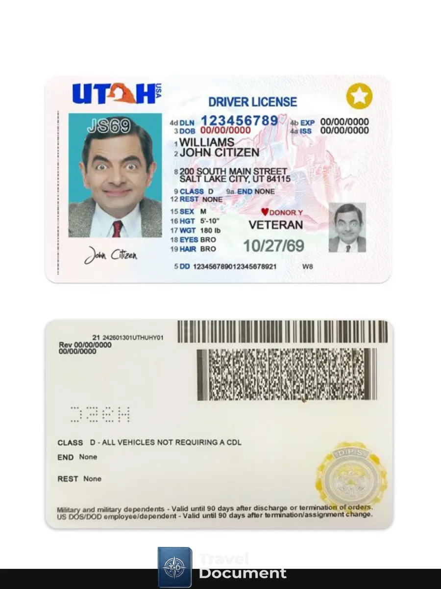 Usa Utah Driving License 2021 Present1 — Driver License