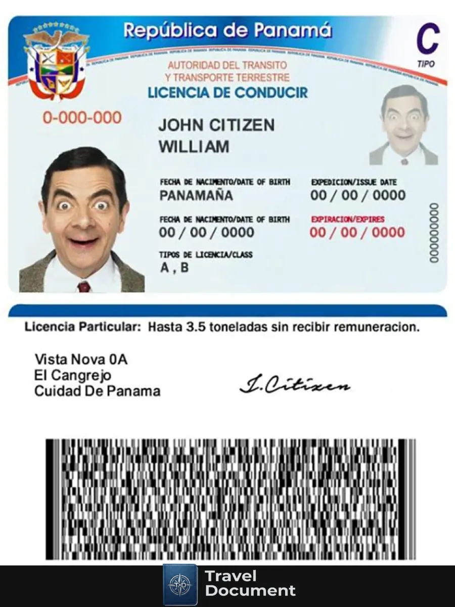 Panama Driving License — Driver License