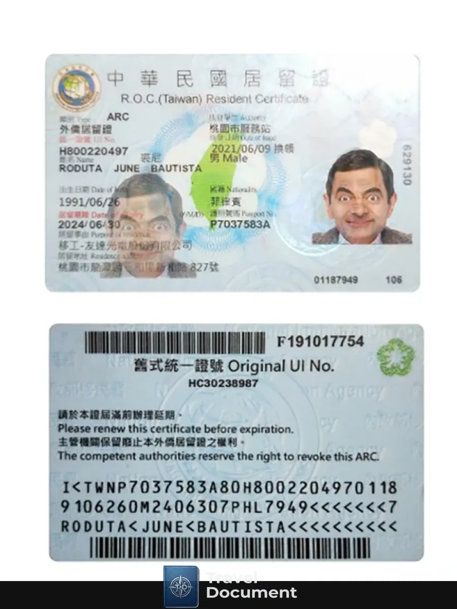 Taiwan Resident Permit — Residence Permit
