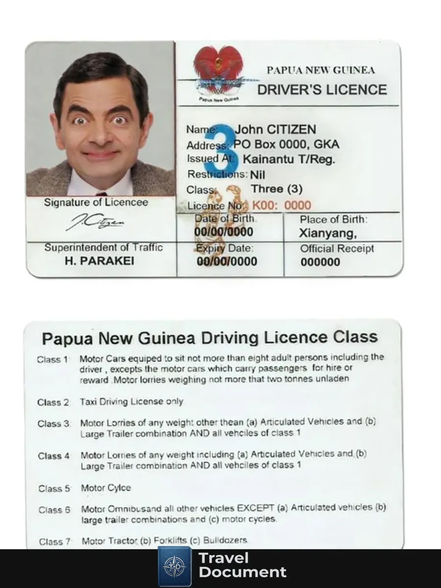 Papua New Guinea Driving License — Driver License