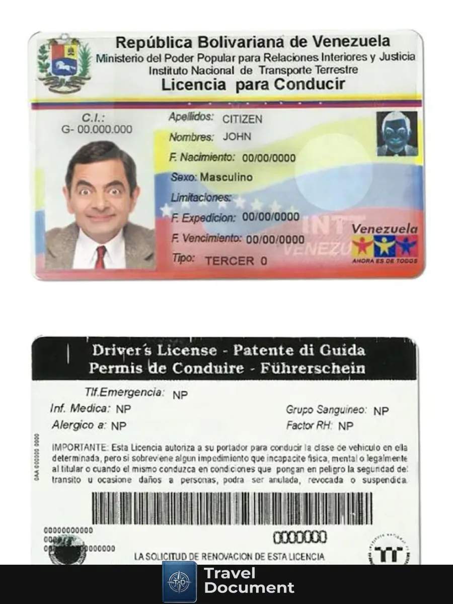 Venezuela Driving License — Driver License