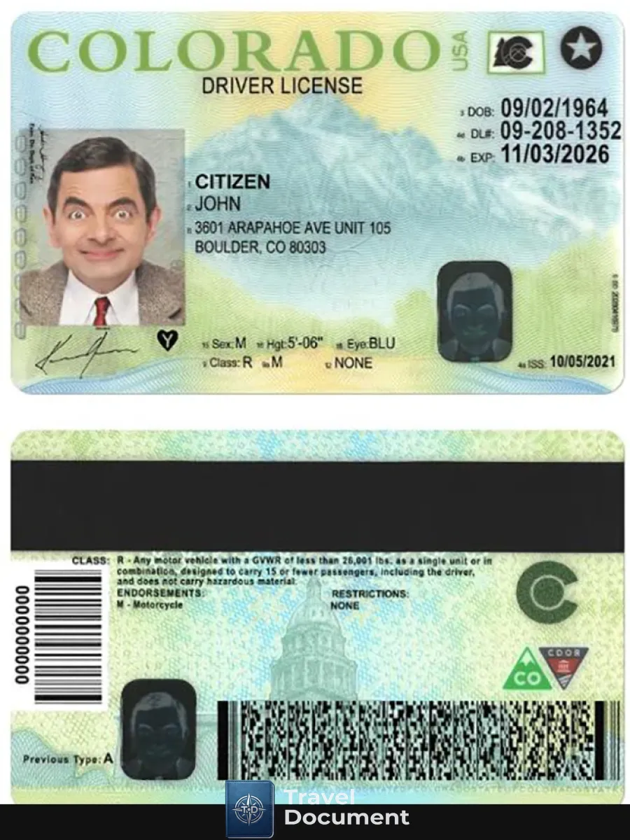 Usa Colorado Driving License Version 2 — Driver License