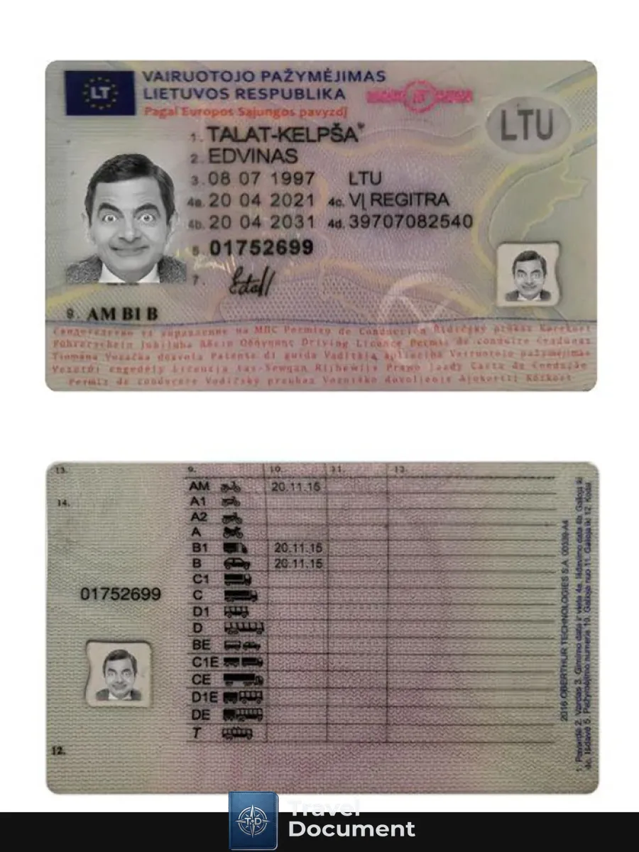 Lithuania Driving License 2021 Present — Driver License