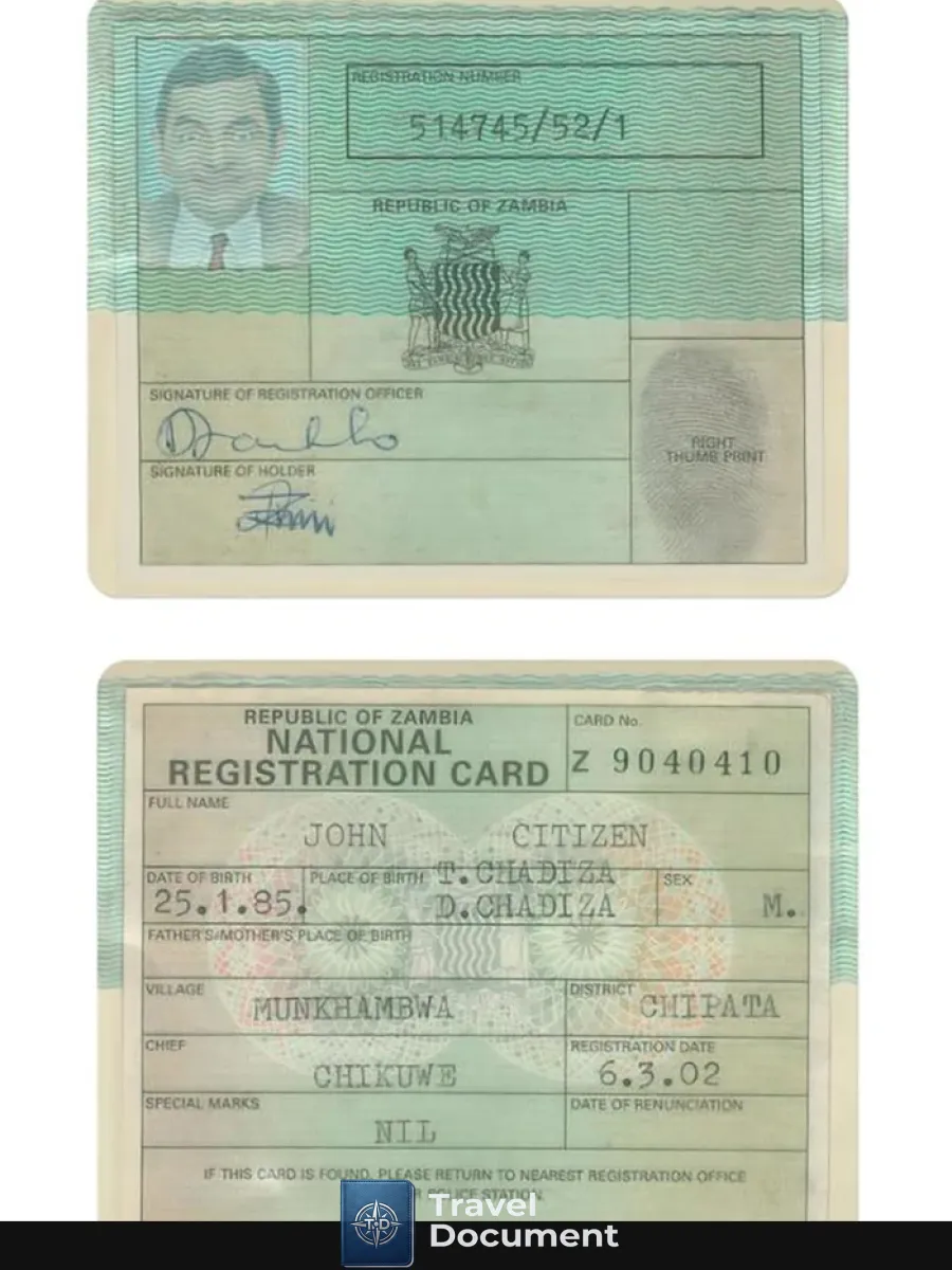 Zambia National Registration Card — ID Cards