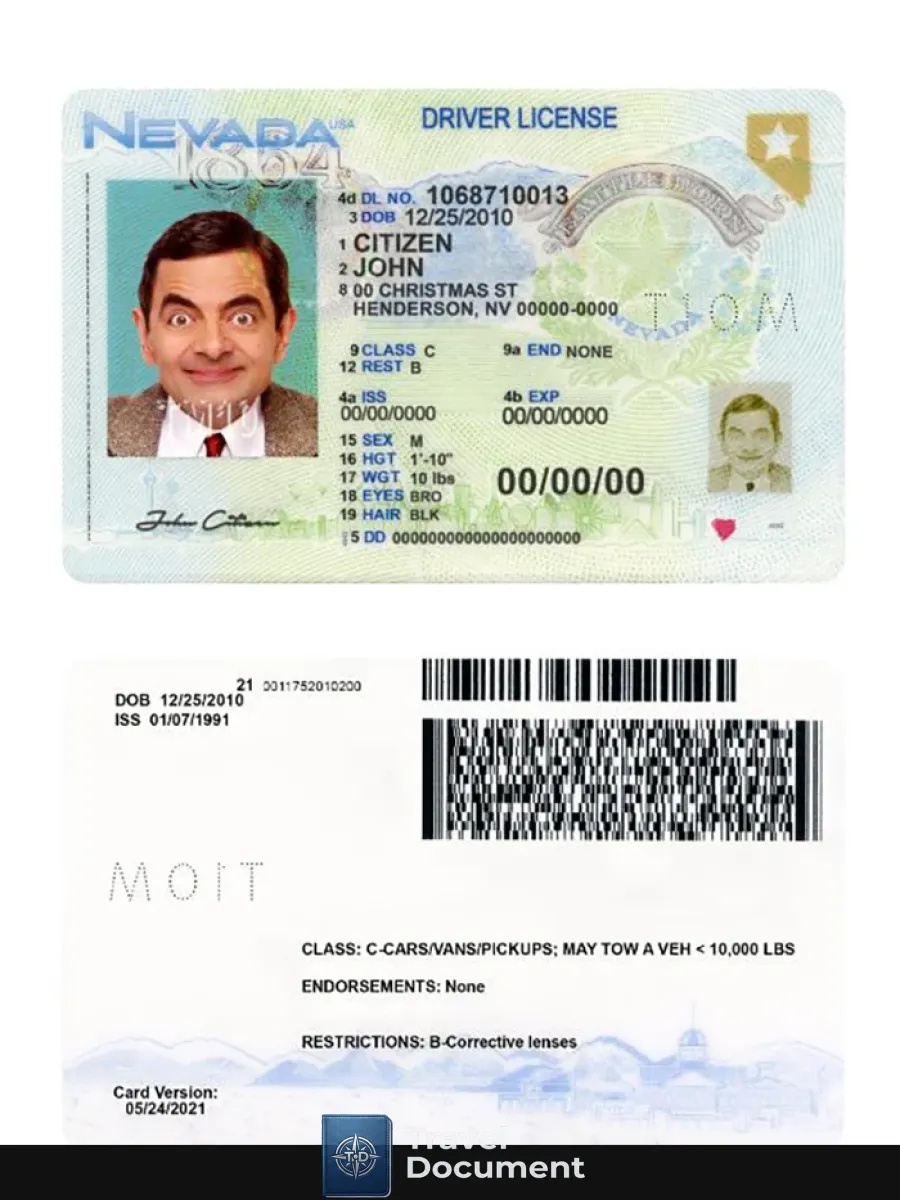 Usa Nevada Driving License 2021 Present — Driver License