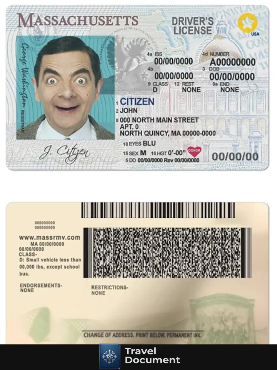 Usa Massachusetts Driving License