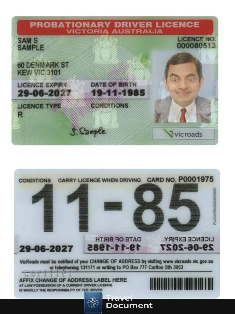 Australia Victoria State Probationary Driving License — Driver License