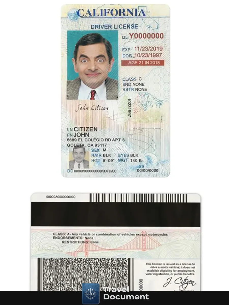 Usa California Driving License Under 21 — Driver License