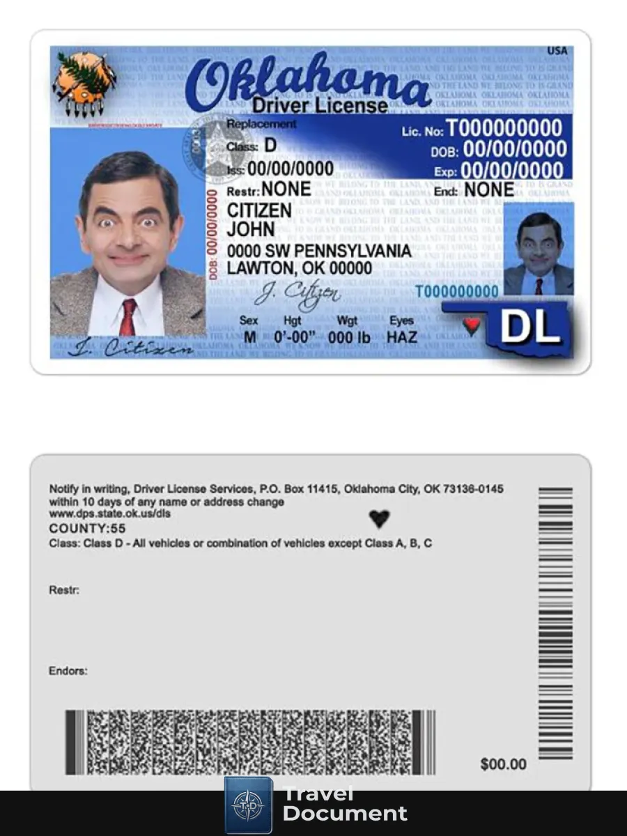 Usa Oklahoma Driving License — Driver License