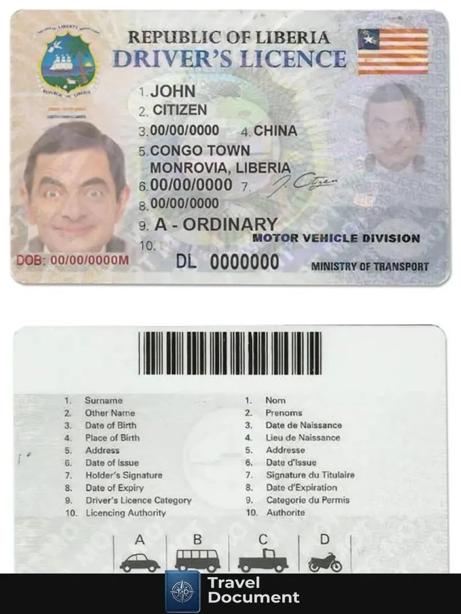 Liberia Driving License — Driver License