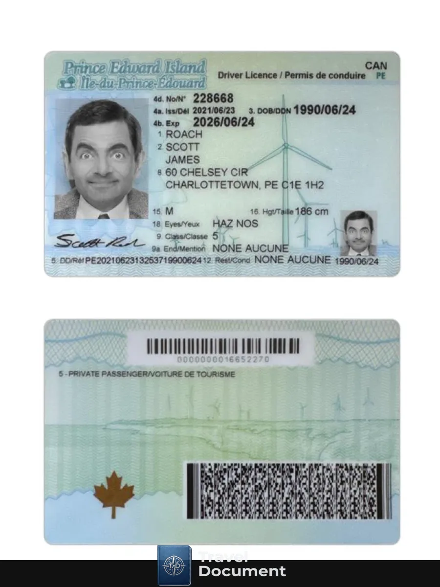 Canada Prince Edward Island Driving License — Driver License