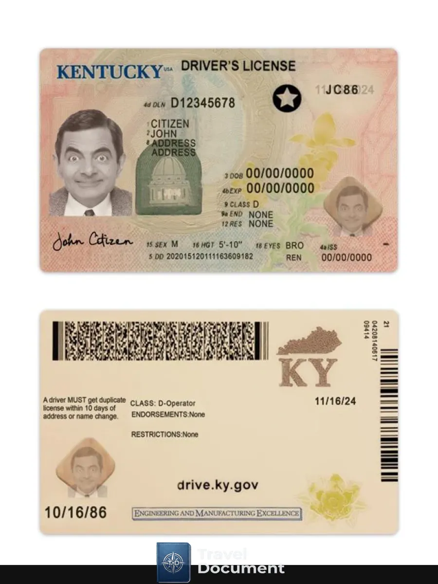 Usa Kentucky Driving License 2020 Present — Driver License